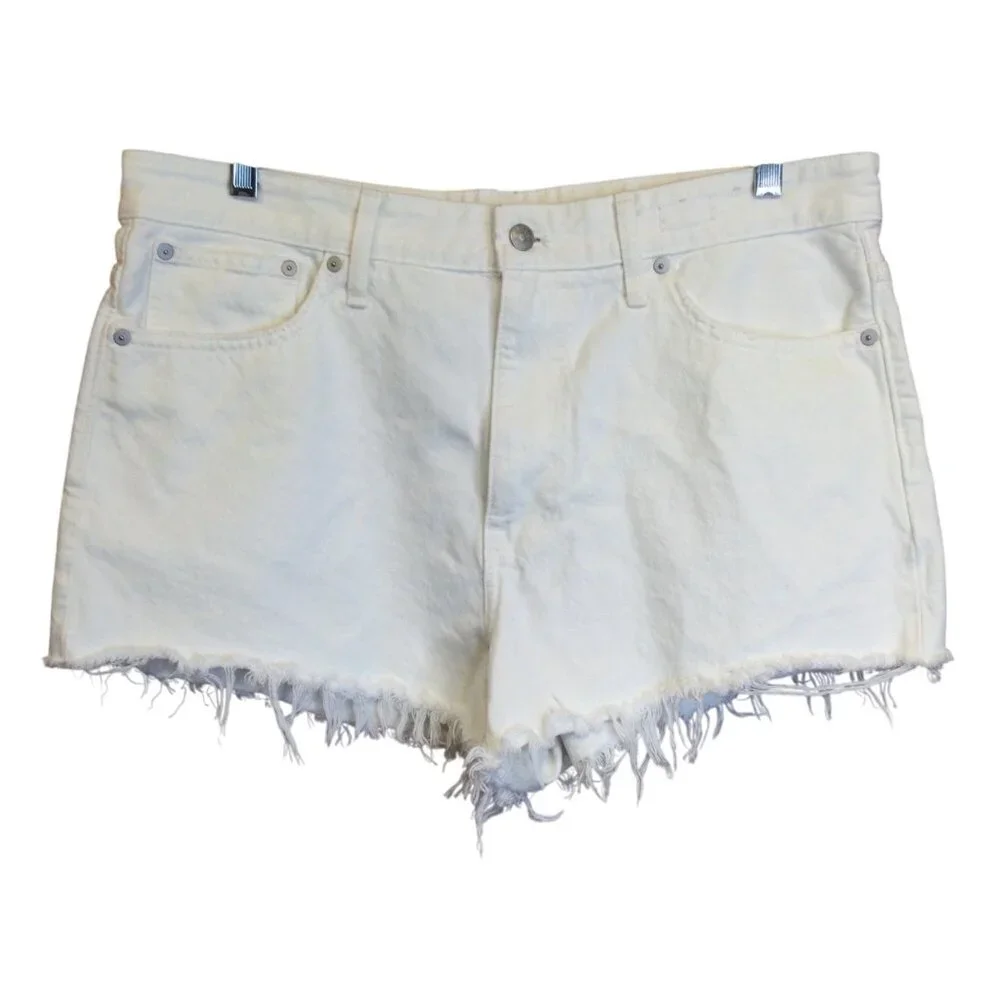 Madewell Womens White Relaxed Denim Shorts Cutoff Frayed Hem Coastal Cowgirl 31